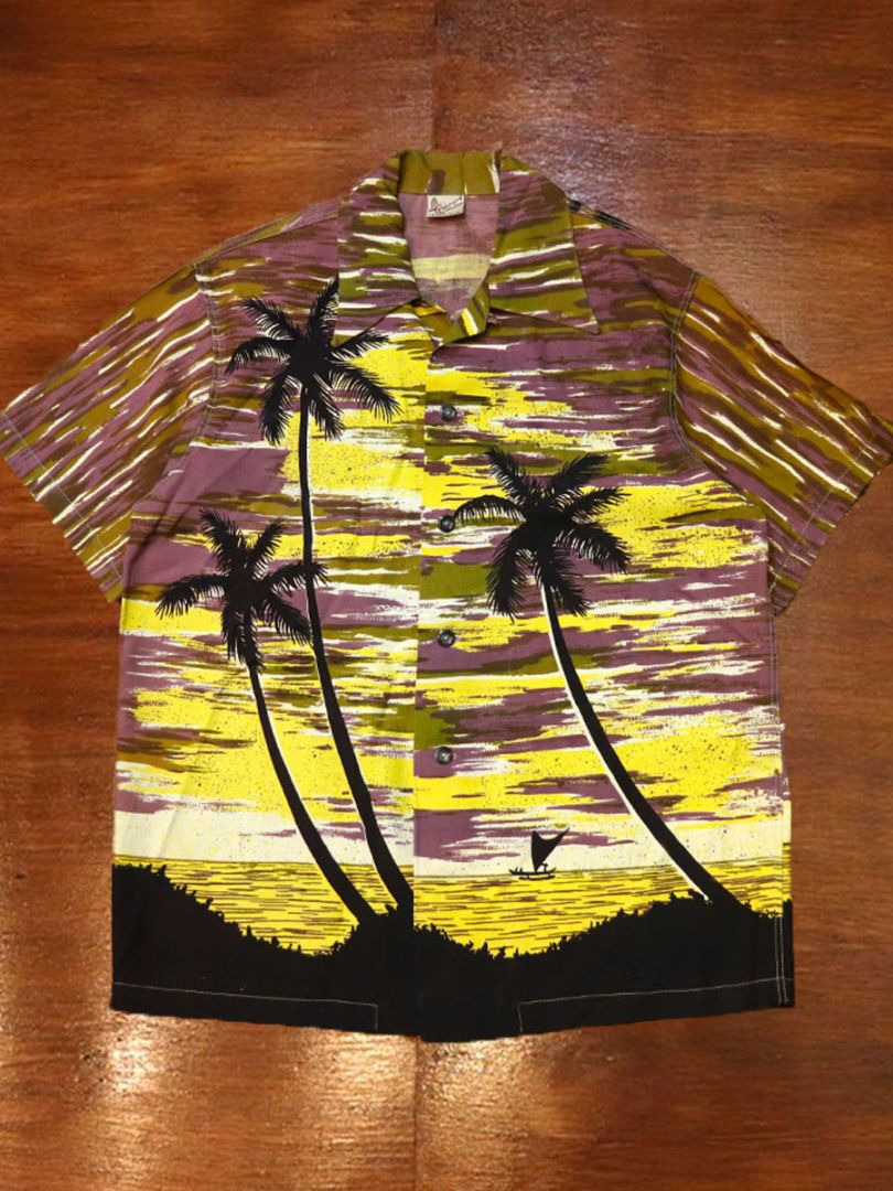 1940s PANEL HAWAIIAN SHIRT , Size M