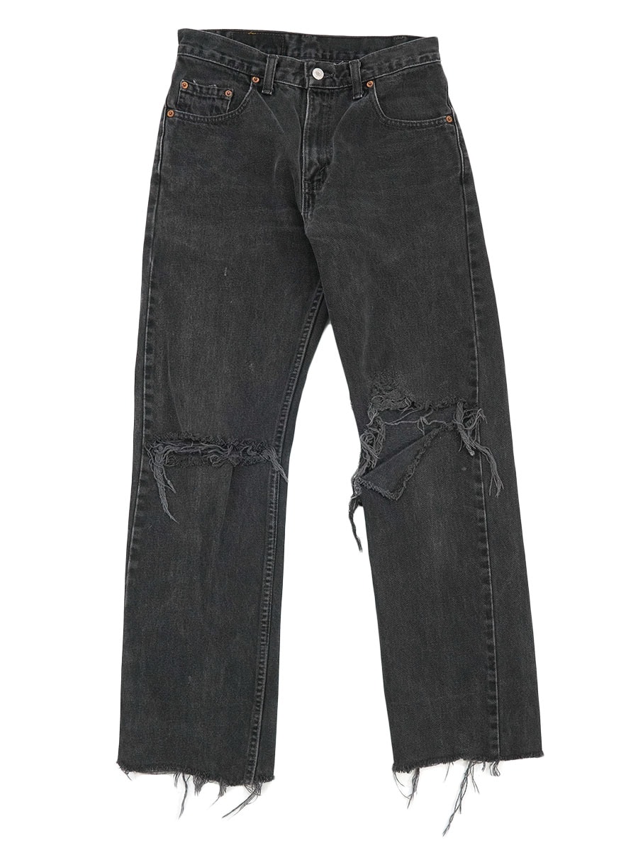 90'S～ LEVI'S 505 BLACK JEANS CRASH (SIZE. W30 L32)
