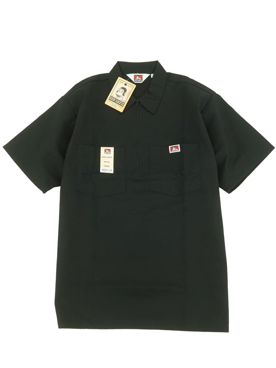 Benさん 画像確認用 BEN DAVIS HALF ZIP S/S SHIRT BLACK (SIZE. LARGE) NOS | NEW ITEM