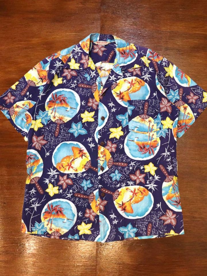 1950s COTTON HAWAIIAN , Size L