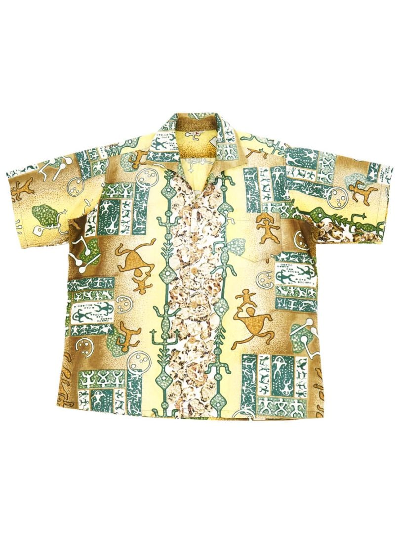 50'S KAMEHAMEHA COTTON HAWAIIAN SHIRT (SIZE.LARGE)