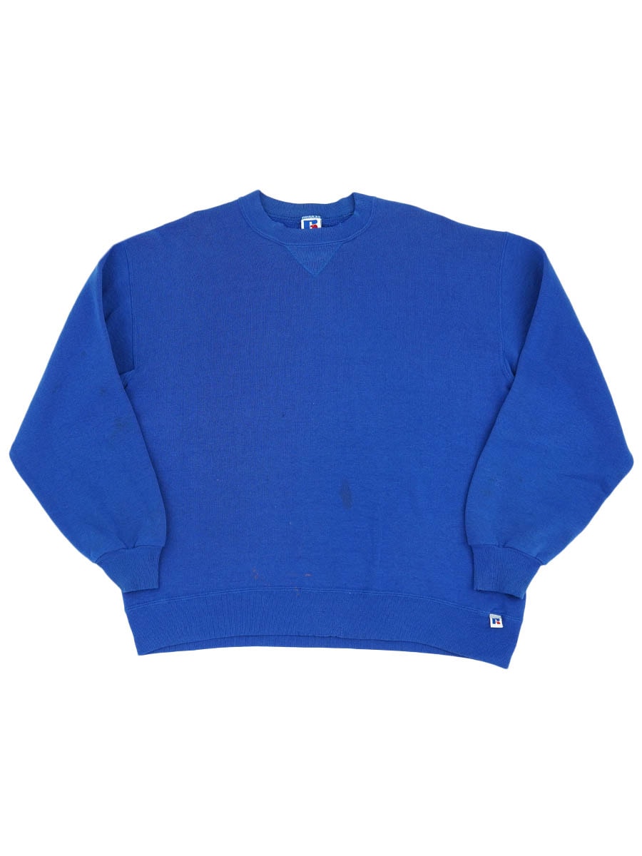 90'S RUSSELL ATHLETIC FRONT V SWEAT SHIRT BLUE (SIZE.X LARGE) MADE IN USA