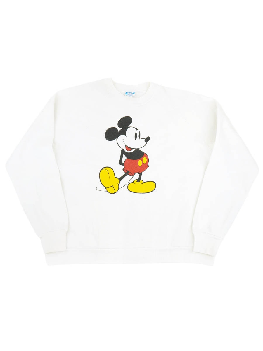 80'S DISNEY ''MICKEY MOUSE'' SWEAT SHIRT WHITE (SIZE.X LARGE) MADE IN USA
