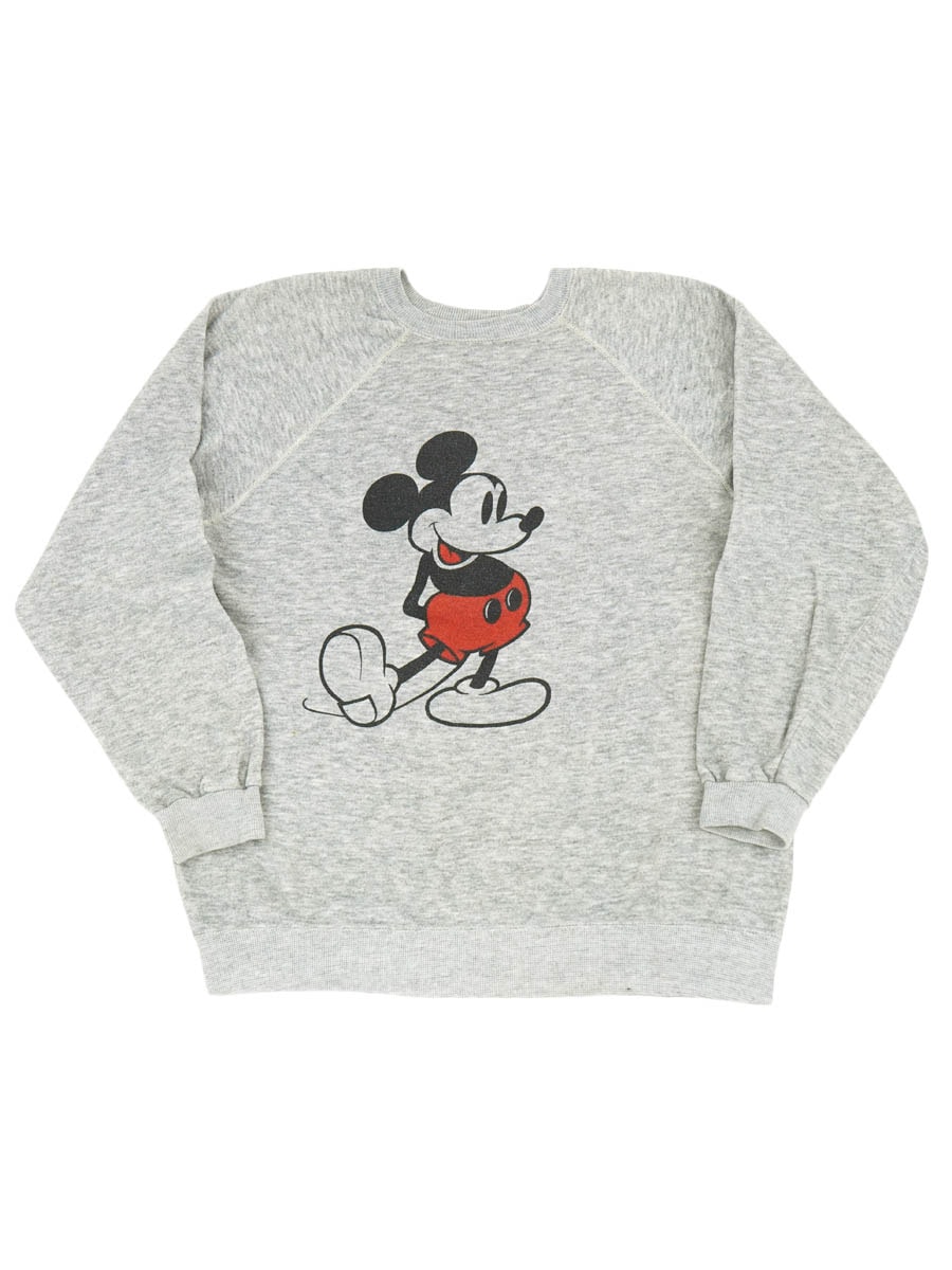 80'S DISNEY ''MICKEY MOUSE'' SWEAT SHIRT GRAY (SIZE.X LARGE) MADE IN USA