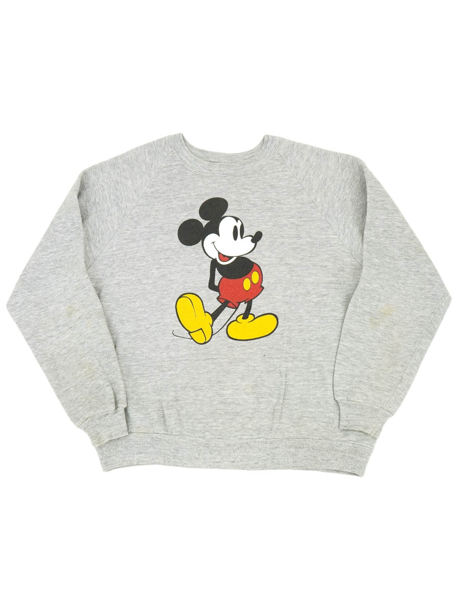 80'S DISNEY ''MICKEY MOUSE'' SWEAT SHIRT GRAY (SIZE.X LARGE) MADE IN USA