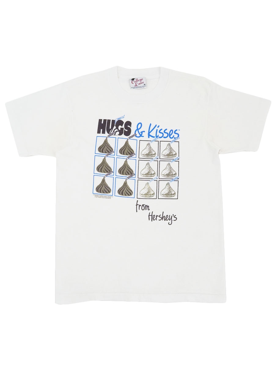 90'S COLLEGE LANE ''HERSHEY'S HUGS & KISSES'' T SHIRT WHITE (SIZE.MEDIUM) MADE IN USA