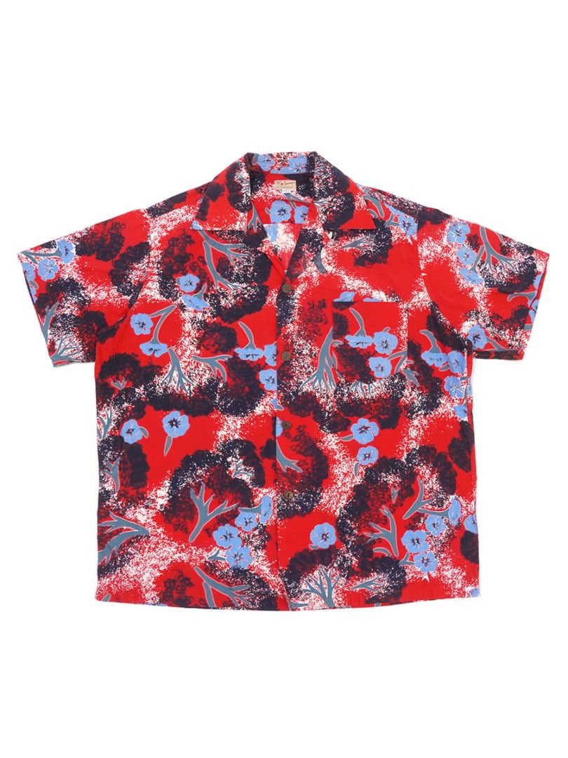 50'S MC INERNEY'S FLOWER PATTERN COTTON HAWAIIAN SHIRT (SIZE.LARGE)