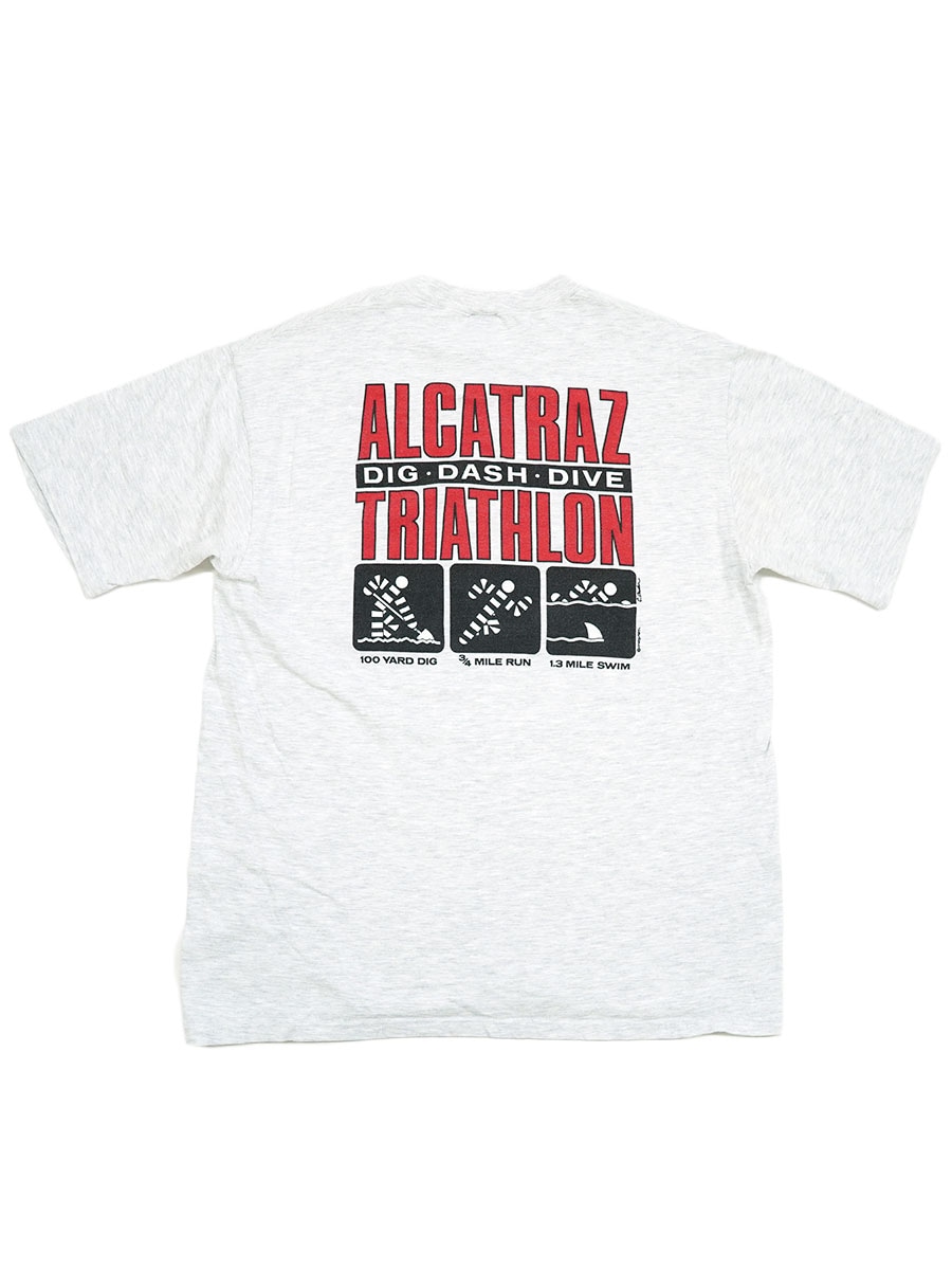 90'S CRAZY SHIRT ''ALCATRAZ TRIATHLON'' T SHIRT GRAY (SIZE.X LARGE