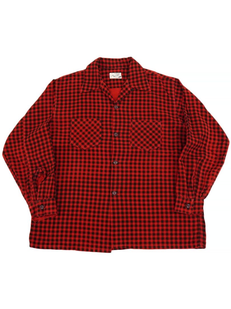 50'S～ MANHATTAN LOOP COLLAR PRINTED FLANNEL SHIRT (SIZE. LARGE) ASIS