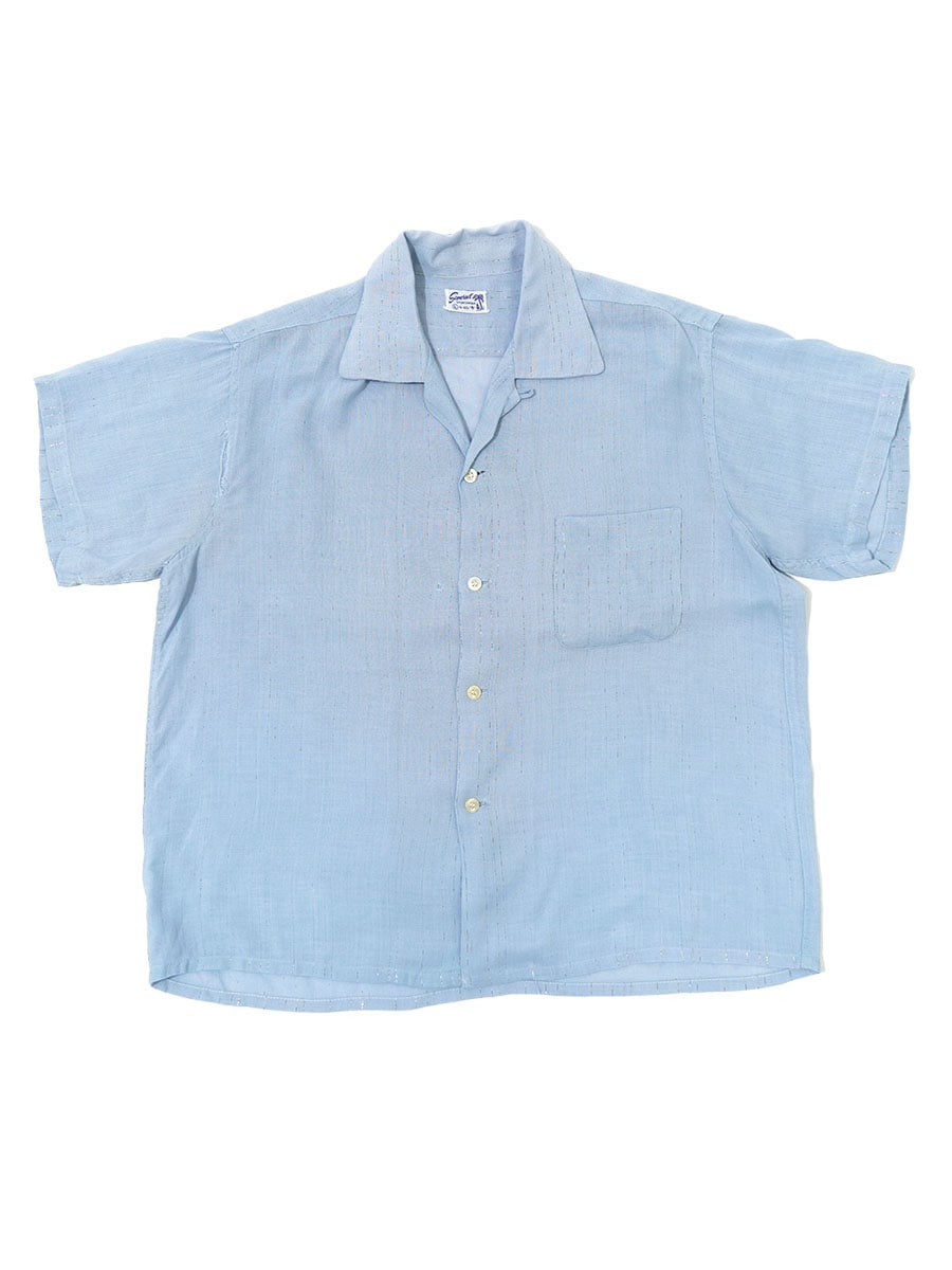 50'S SOMERSET SPORTSWEAR S/S RAYON SHIRT PALE BLUE (SIZE.LARGE)