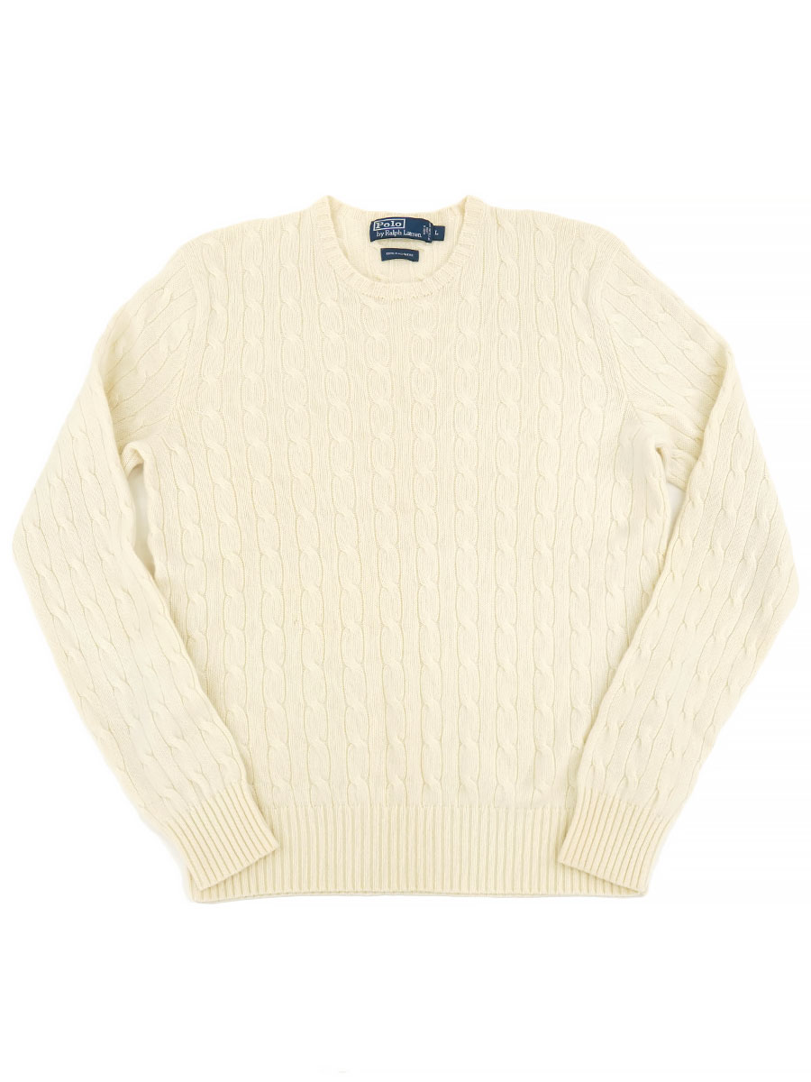 RALPH LAUREN 100% CASHMERE SWEATER OFF-WHITE (SIZE. LARGE)