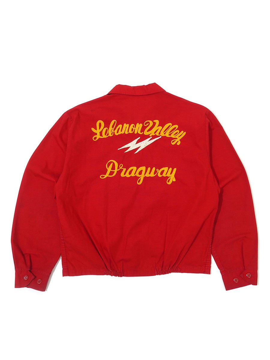 60'S DAN RIVER ”LEBANON VALLEY DRAGWAY” DRIZZLER JACKET RED (SIZE.MEDIUM)