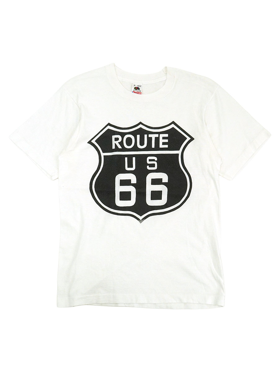 90'S FRUIT OF THE LOOM ''ROUTE US 66'' T SHIRT WHITE (SIZE.MEDIUM) MADE IN USA