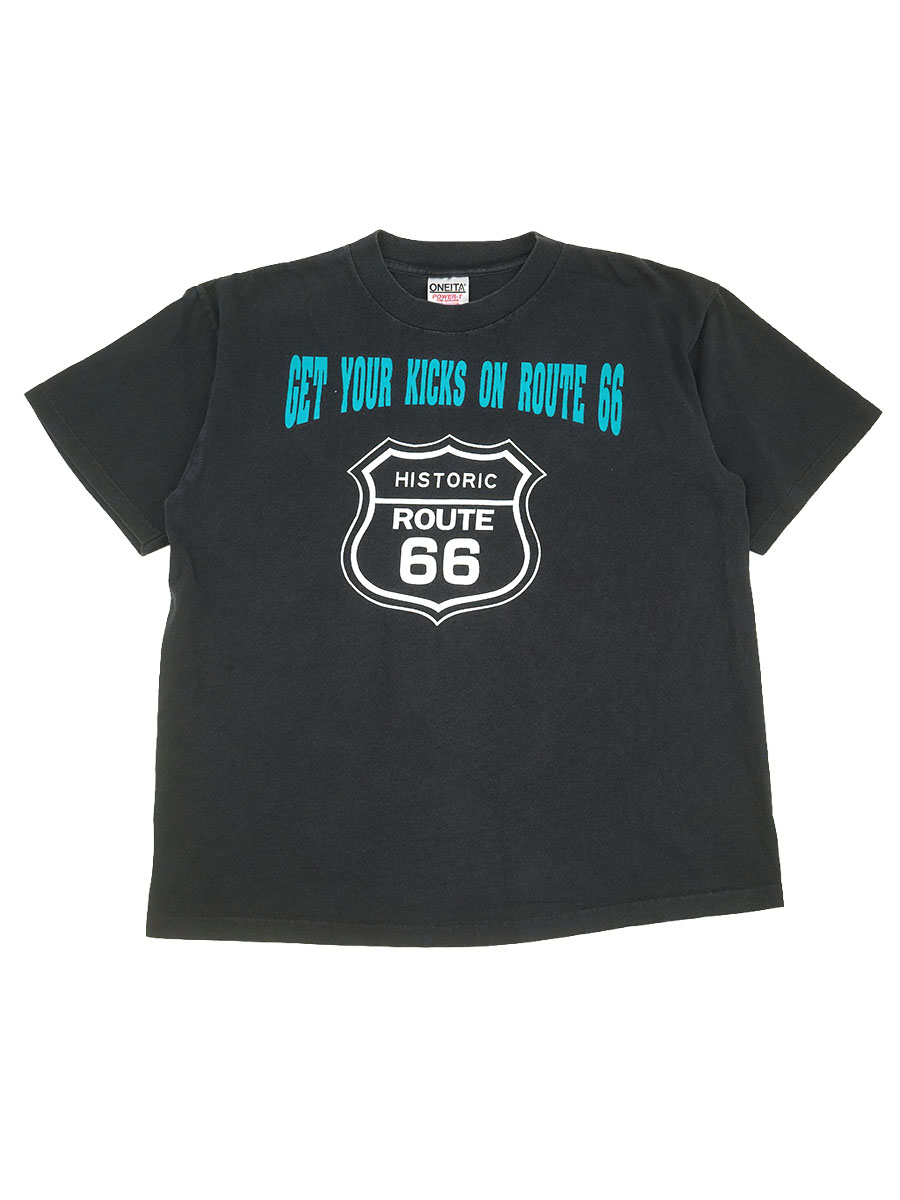 90'S ONEITA ''GET YOUR KICKS ON ROUTE 66'' T SHIRT BLACK (SIZE.LARGE) MADE IN USA