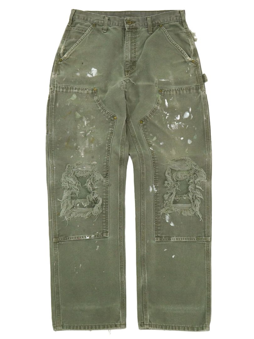 パンツ 00s Carhartt painter pants good damage CARHARTT DAMAGE DOUBLE KNEE DUCK PAINTER PANTS OLIVE PAINT (SIZE