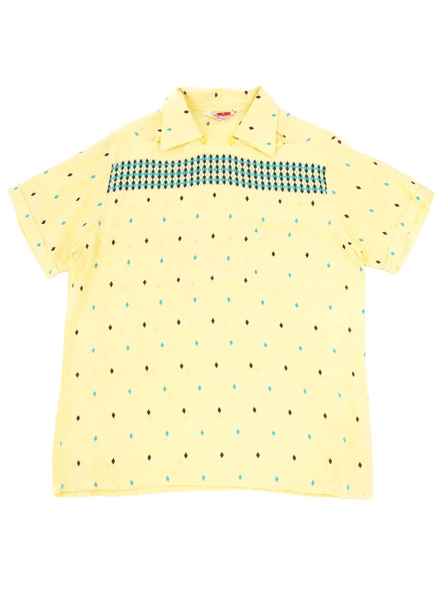 50'S DON JUAN DIAMOND PATTERN S/S PETER PAN SHIRT (SIZE.MEDIUM)