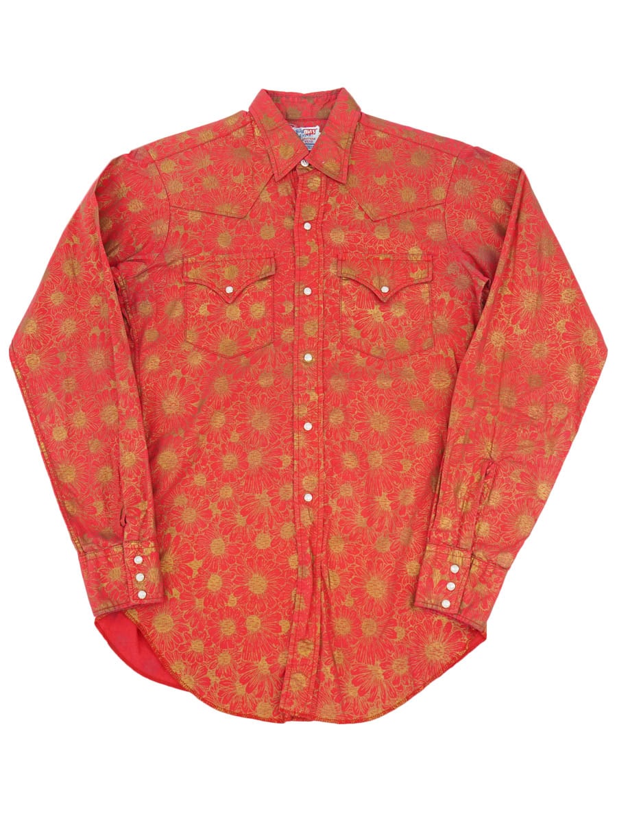 60'S LEVI'S WESTERN WEAR FLORAL PATTERN COTTON WESTERN SHIRT (SIZE.14 1/2)