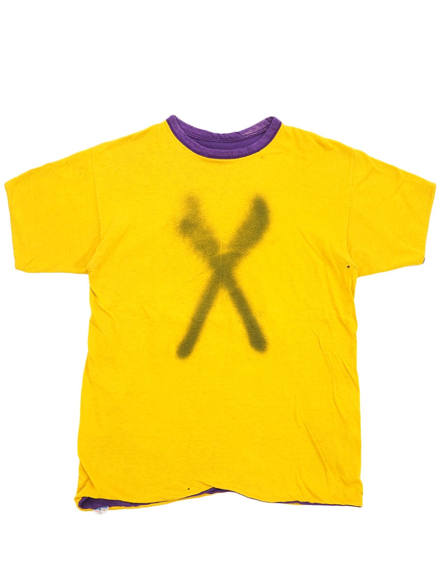 70'S CHAMPION REVERSIBLE T SHIRT PURPLE/YELLOW (SIZE. MEDIUM)