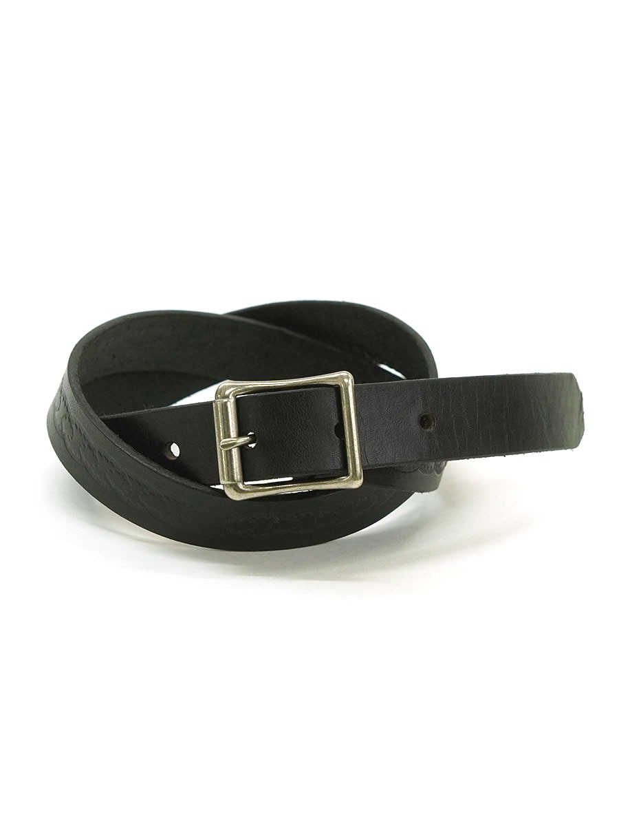 OLD NARROW LEATHER BELT BLACK (SIZE.30) 