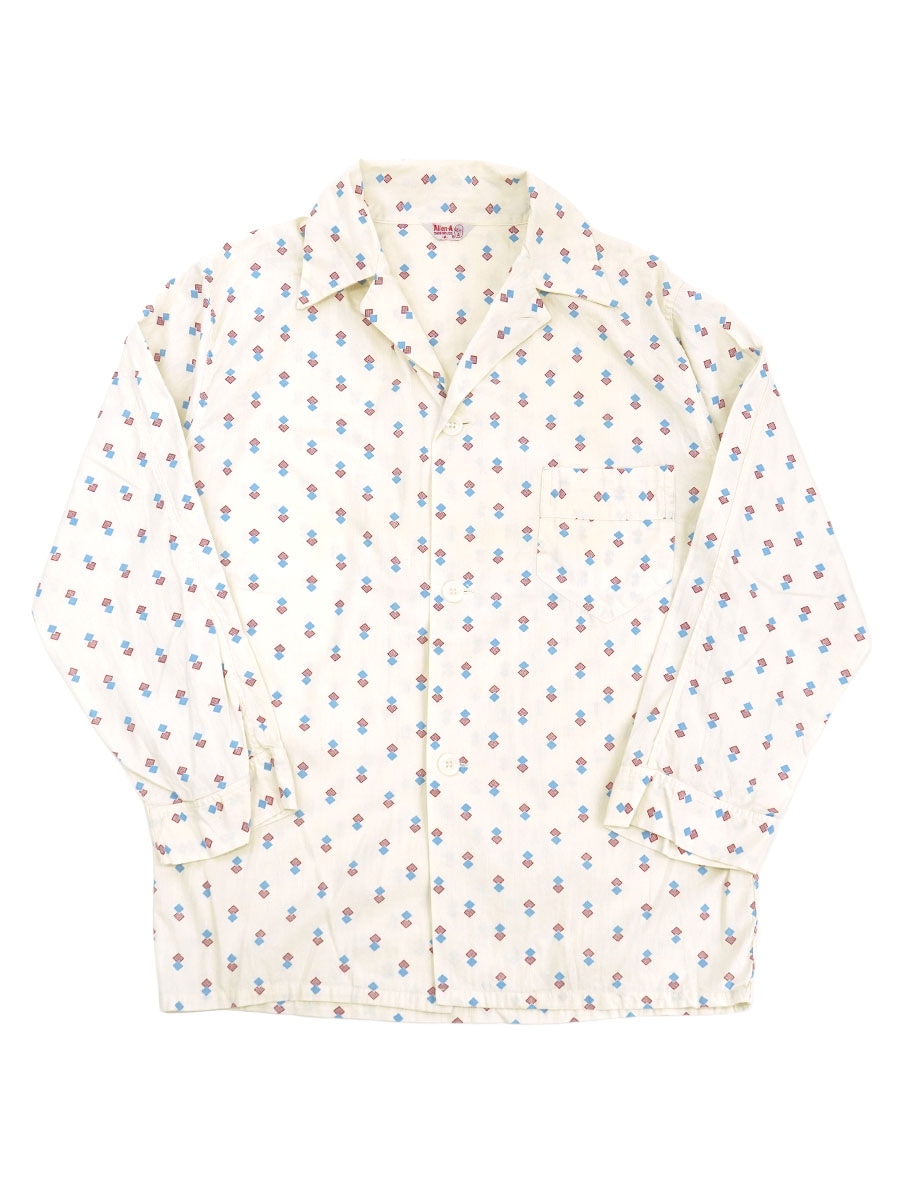 60'S ALLEN-A ATOMIC PATTERN L/S PAJAMA SHIRT (APPROX.MEDIUM)