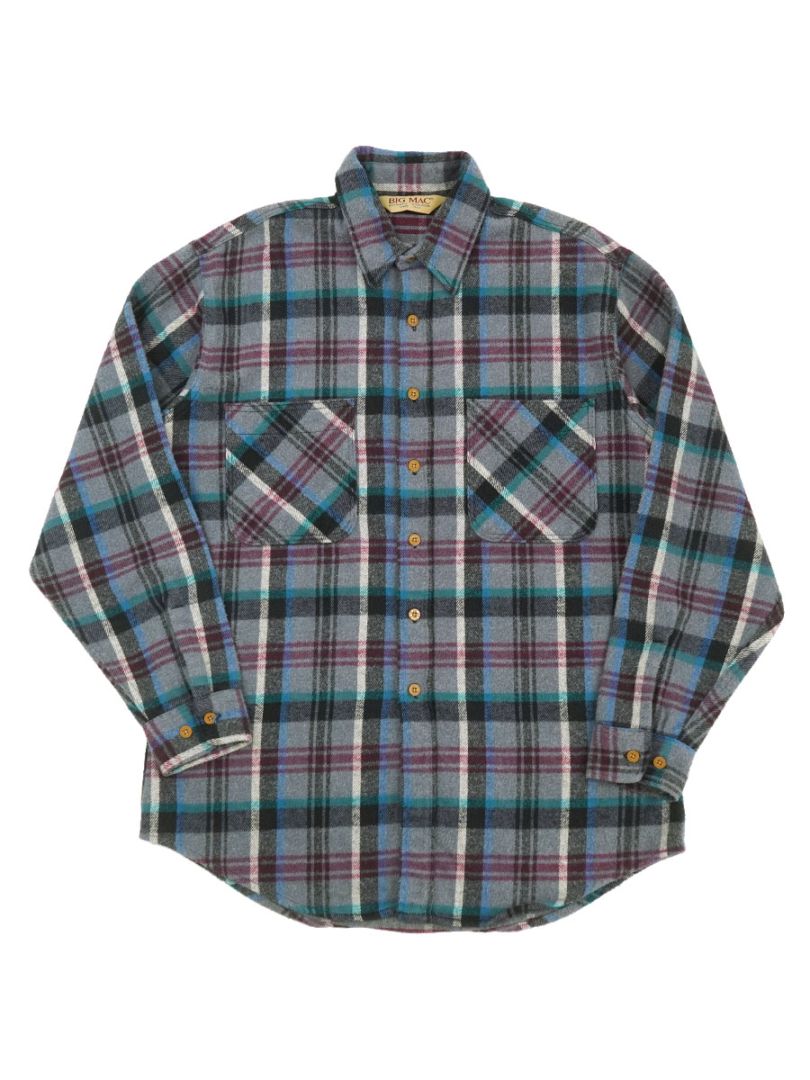 90'S BIG MAC PLAID FLANNEL SHIRT (SIZE.LARGE TALL) MADE IN USA