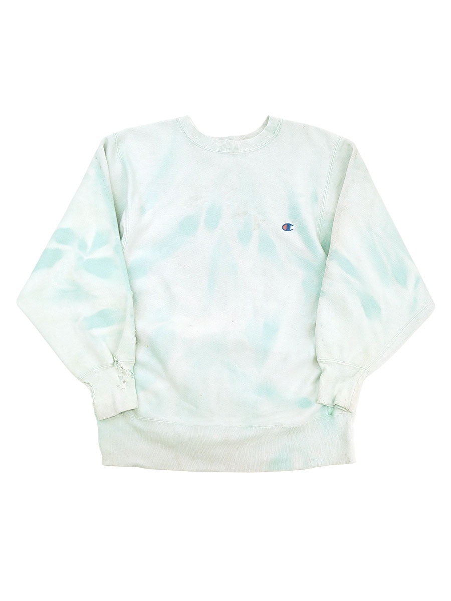 90'S CHAMPION REVERSE WEAVE CREW PLAIN SUN FADE MINT BLUE (SIZE.LARGE) MADE IN USA