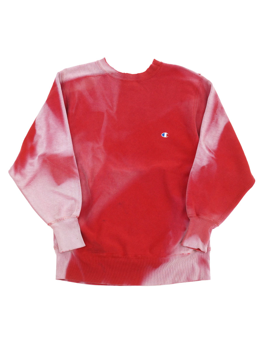 90'S CHAMPION REVERSE WEAVE CREW PLAIN SUN FADE RED (SIZE.LARGE) MADE IN USA