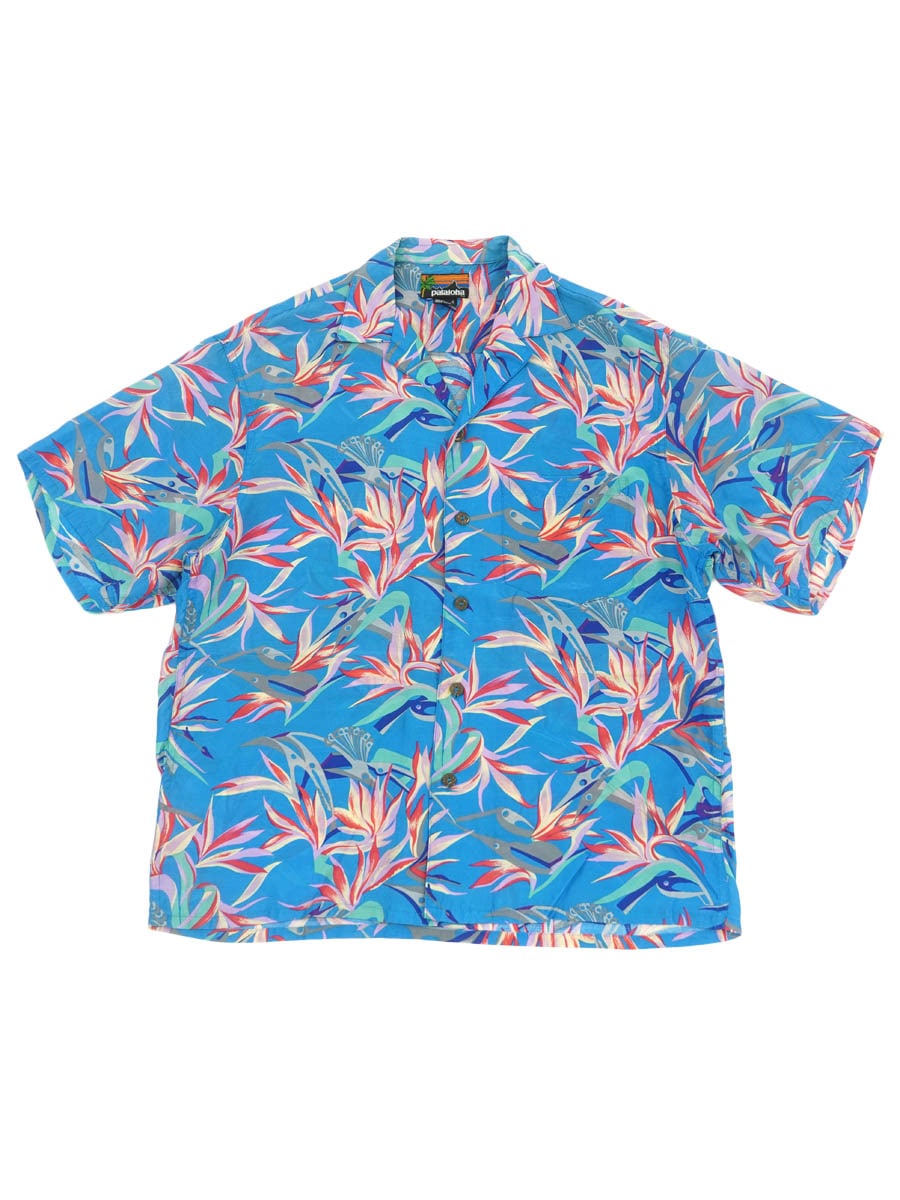 80'S PATALOHA BIRD OF PARADISE HAWAIIAN SHIRT PURPLE (SIZE.SMALL