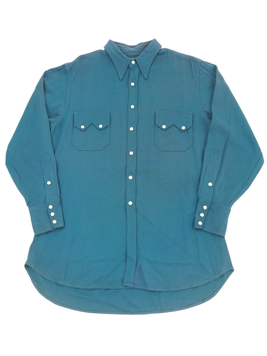 50'S JACK FROST WOOLEN WEAR L/S RAYON SHIRT IRON BLUE (APPROX.X