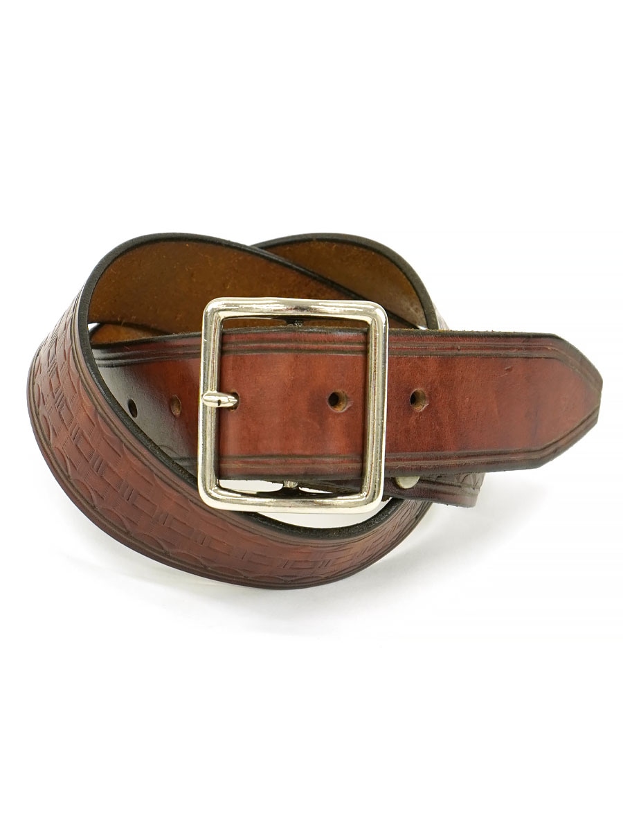OLD HANDCRAFTED LEATHER CARVING BELT BROWN (SIZE. 32) CALIFORNIA