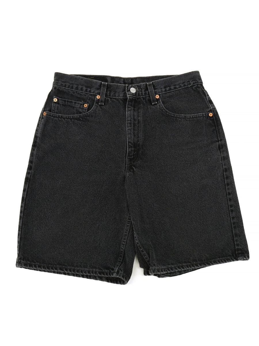 00'S LEVI'S 550 BLACK DENIM SHORTS WITH RED TAB (SIZE. W34 L00) MADE IN USA