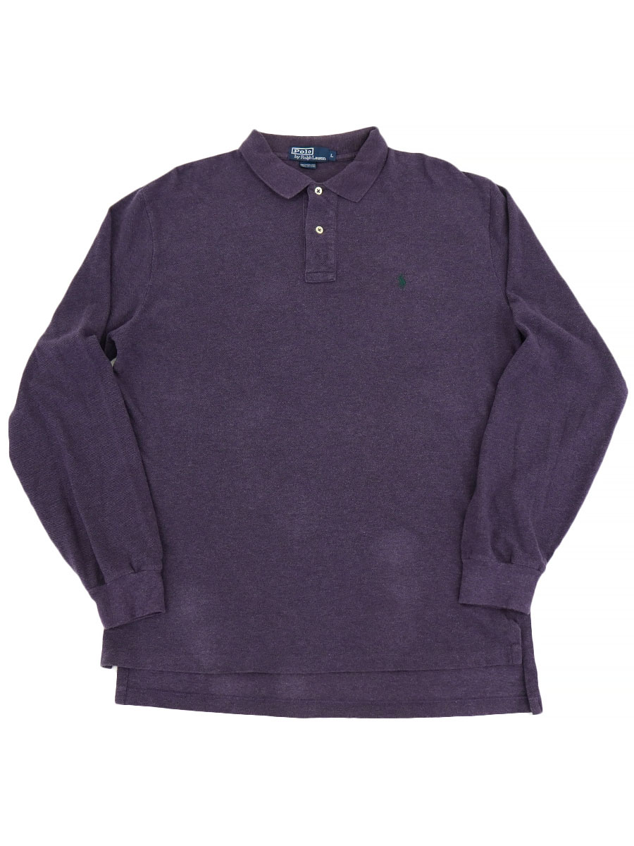 RALPH LAUREN L/S POLO SHIRT RAISIN (SIZE. LARGE) GREEN PONY 