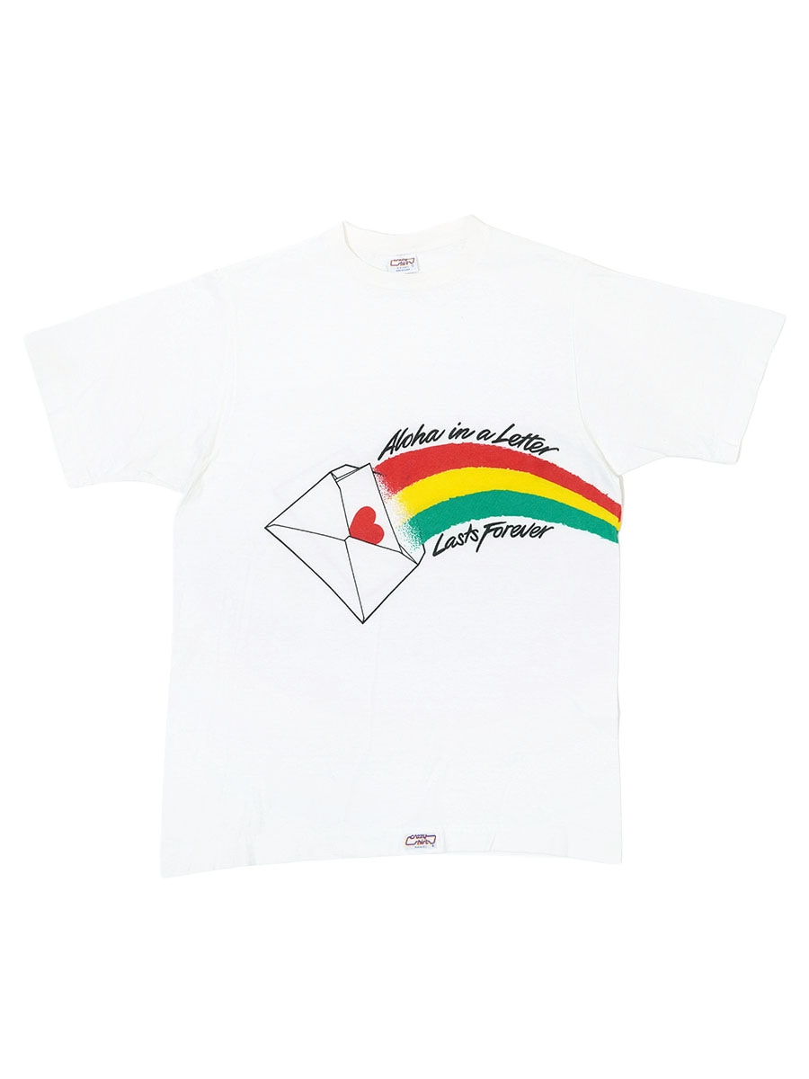 90'S CRAZY SHIRT ''ALOHA IN A LETTER LASTS FOREVER'' T SHIRT (SIZE.MEDIUM) MADE IN USA
