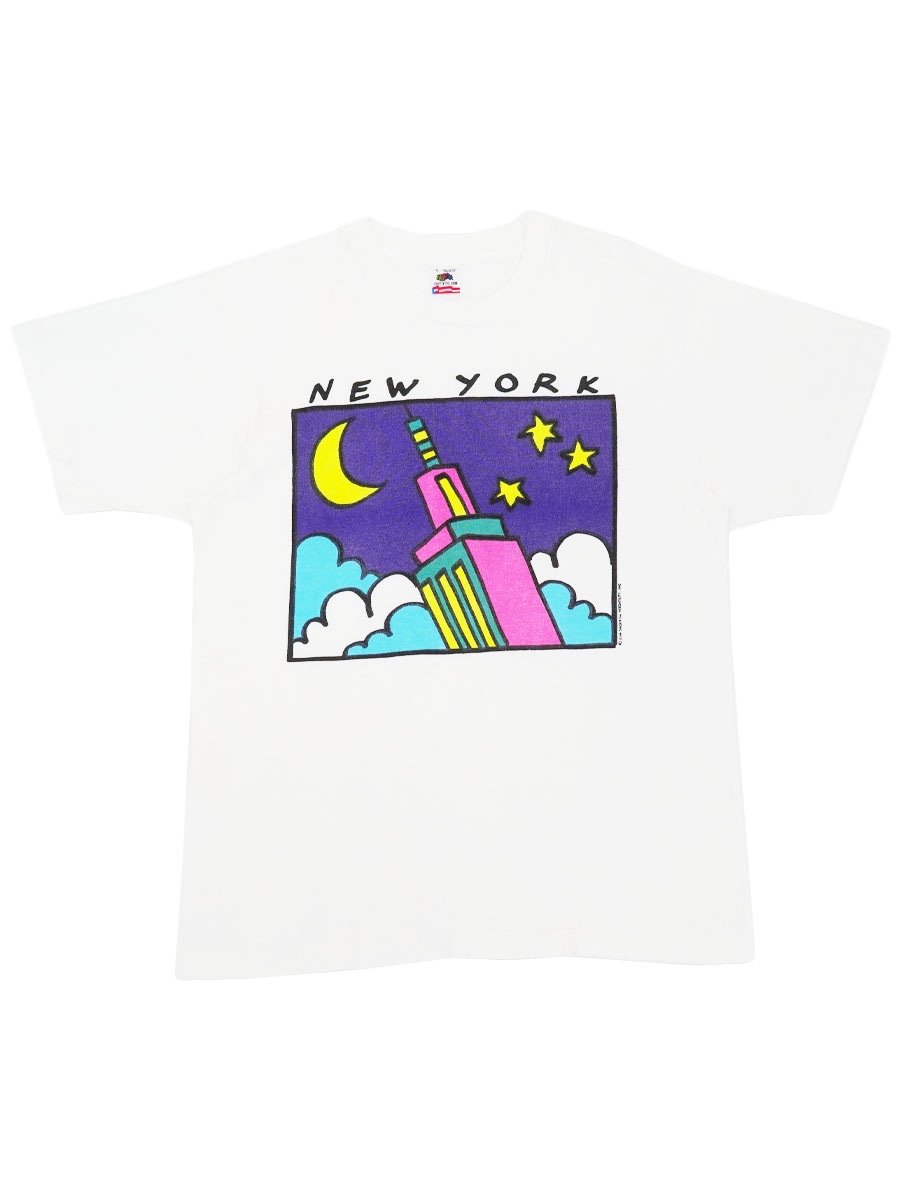 90'S FRUIT OF THE LOOM ''NEW YORK'' T SHIRT WHITE (SIZE.LARGE) MADE IN USA