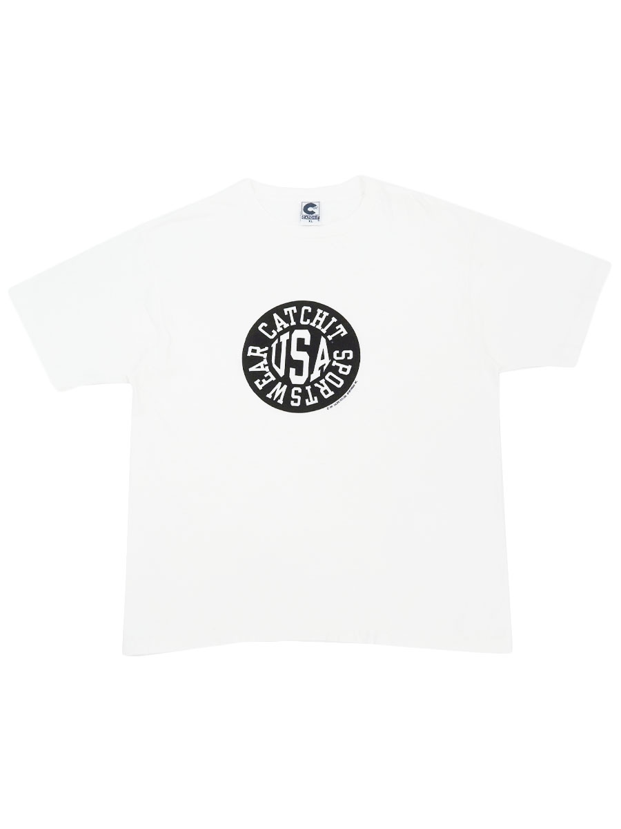 90'S CATCHIT ''CATCHIT SPORTS WEAR USA'' T SHIRT WHITE (SIZE.X LARGE) MADE IN USA