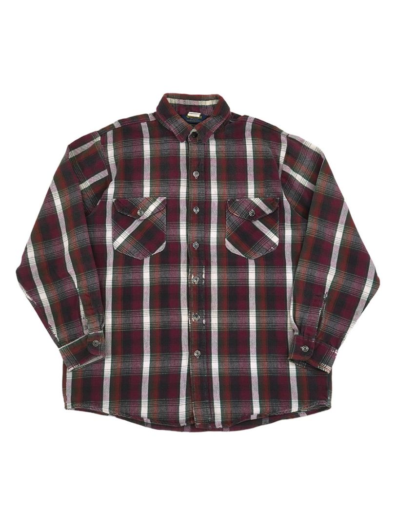 80'S OSHKOSH PLAID FLANNEL SHIRT (SIZE.LARGE)