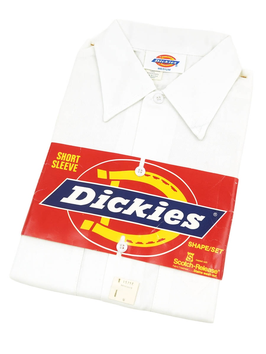 80'S DICKIES S/S WORK SHIRT WHITE (SIZE.MEDIUM) MADE IN USA NOS