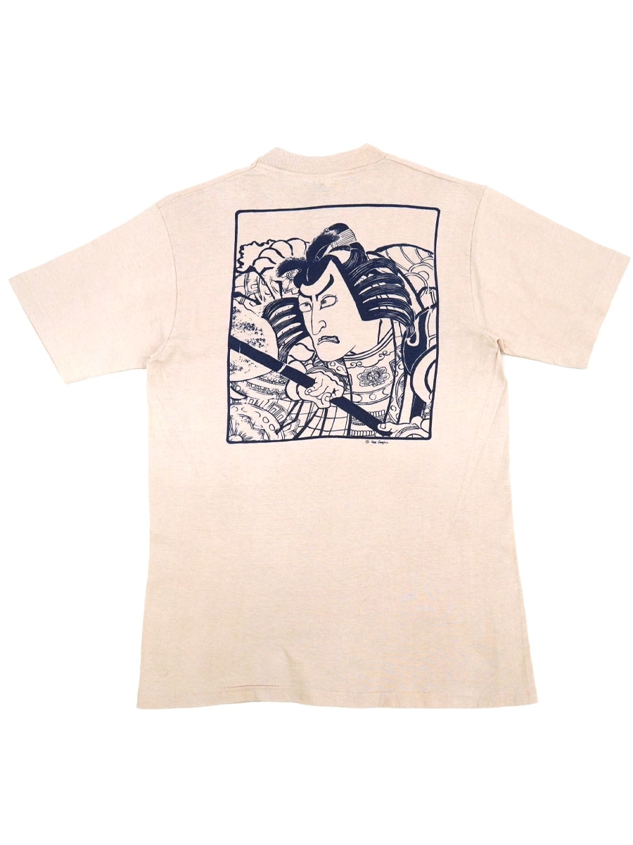 80'S HANES ''UKIYO-E'' T SHIRT LIGHT BEIGE (SIZE.MEDIUM) MADE IN USA
