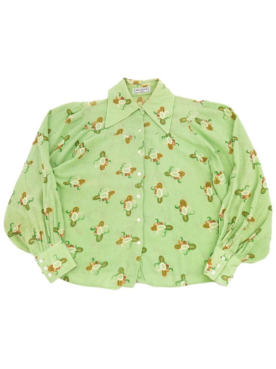 80'S～ JEAN PHILIPPE PARIS FLOWER PATTERN BLOUSE (APPROX.MEDIUM) LADIES