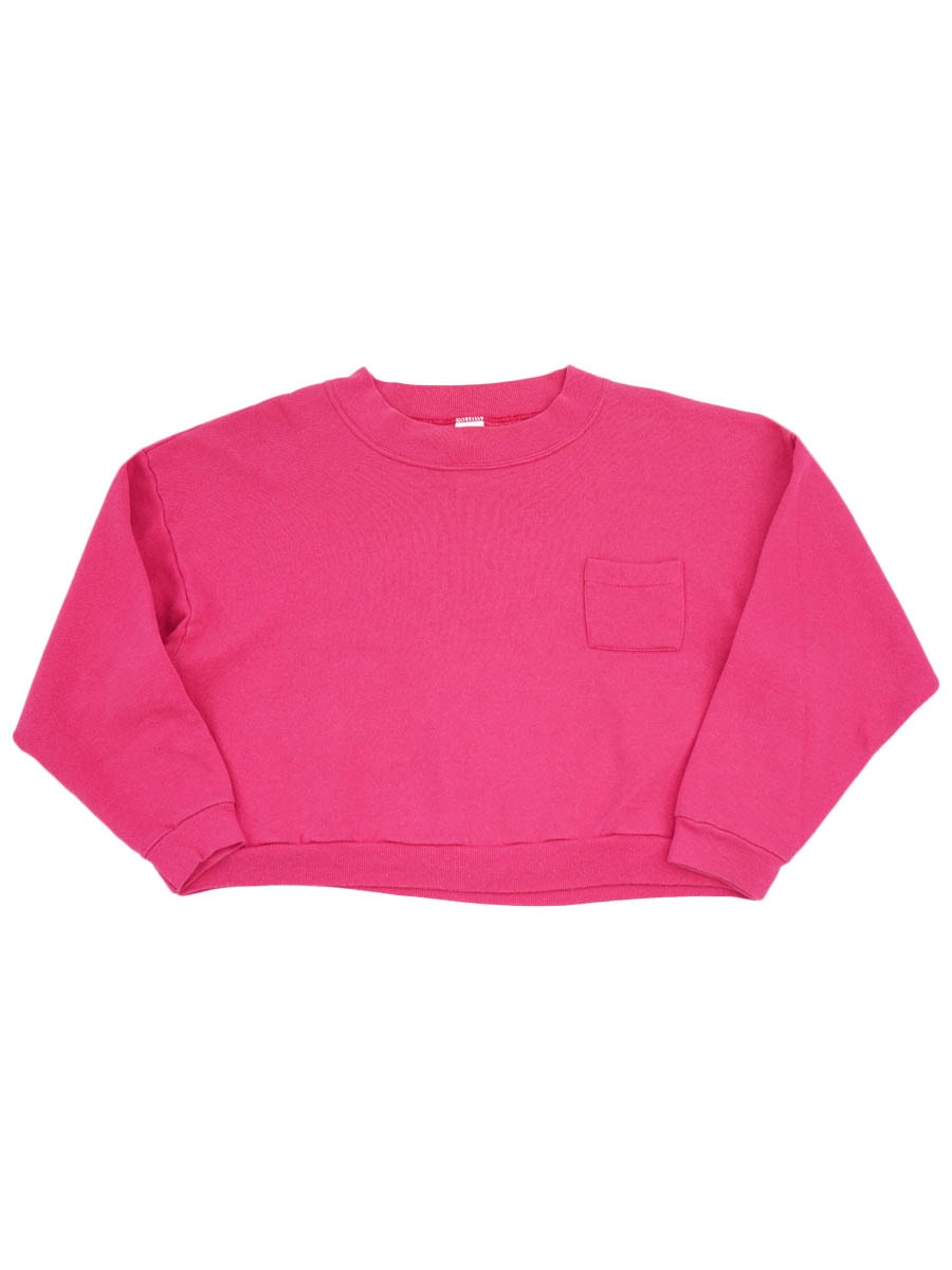 80'S TULTEX PLAIN POCKET SWEAT SHIRT SHOCKING PINK (SIZE.MEDIUM) LADIES