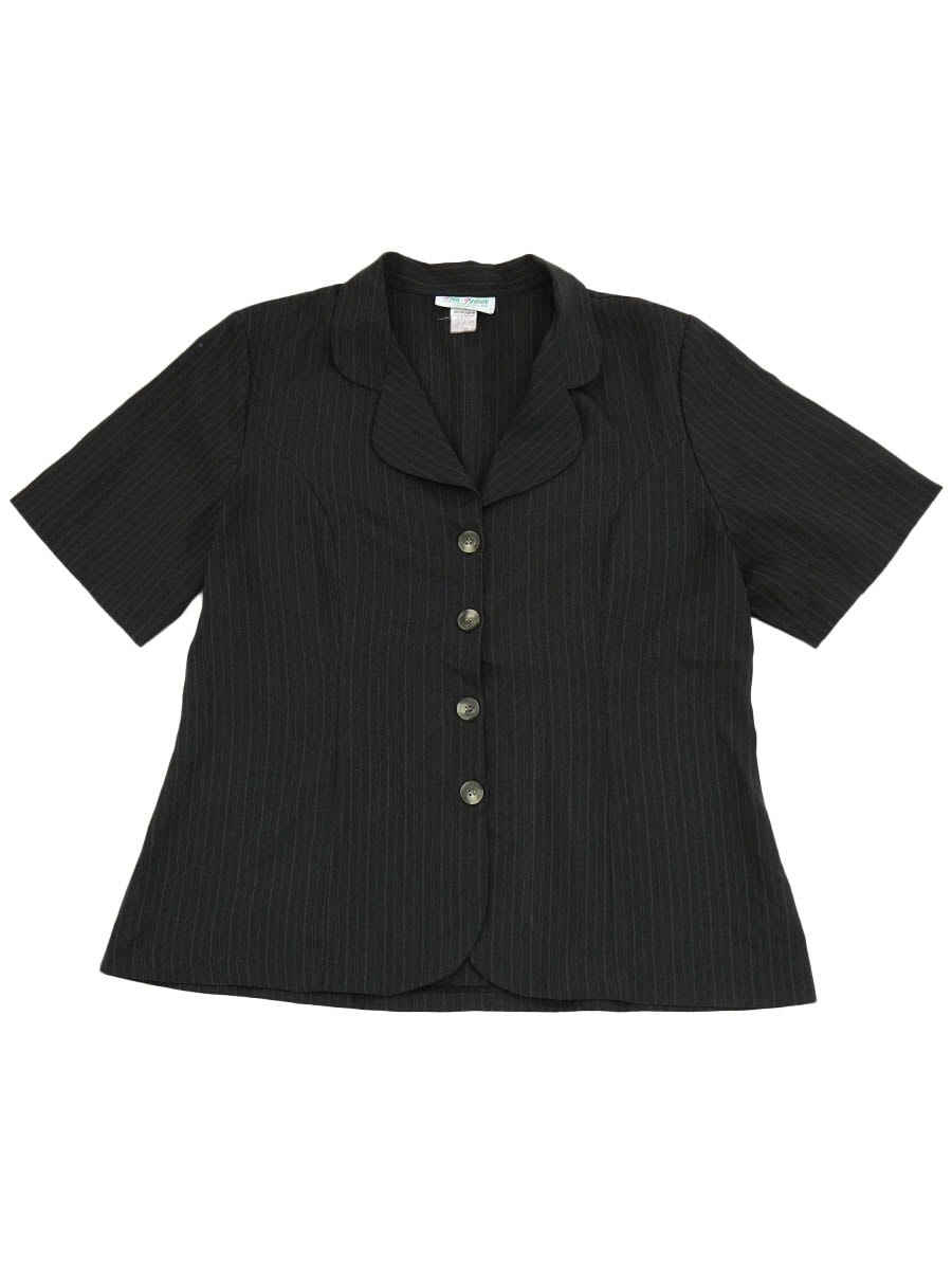 80'S MODA PLEASURE STRIPE PATTERN S/S BLOUSE (SIZE.XX LARGE) LADIES