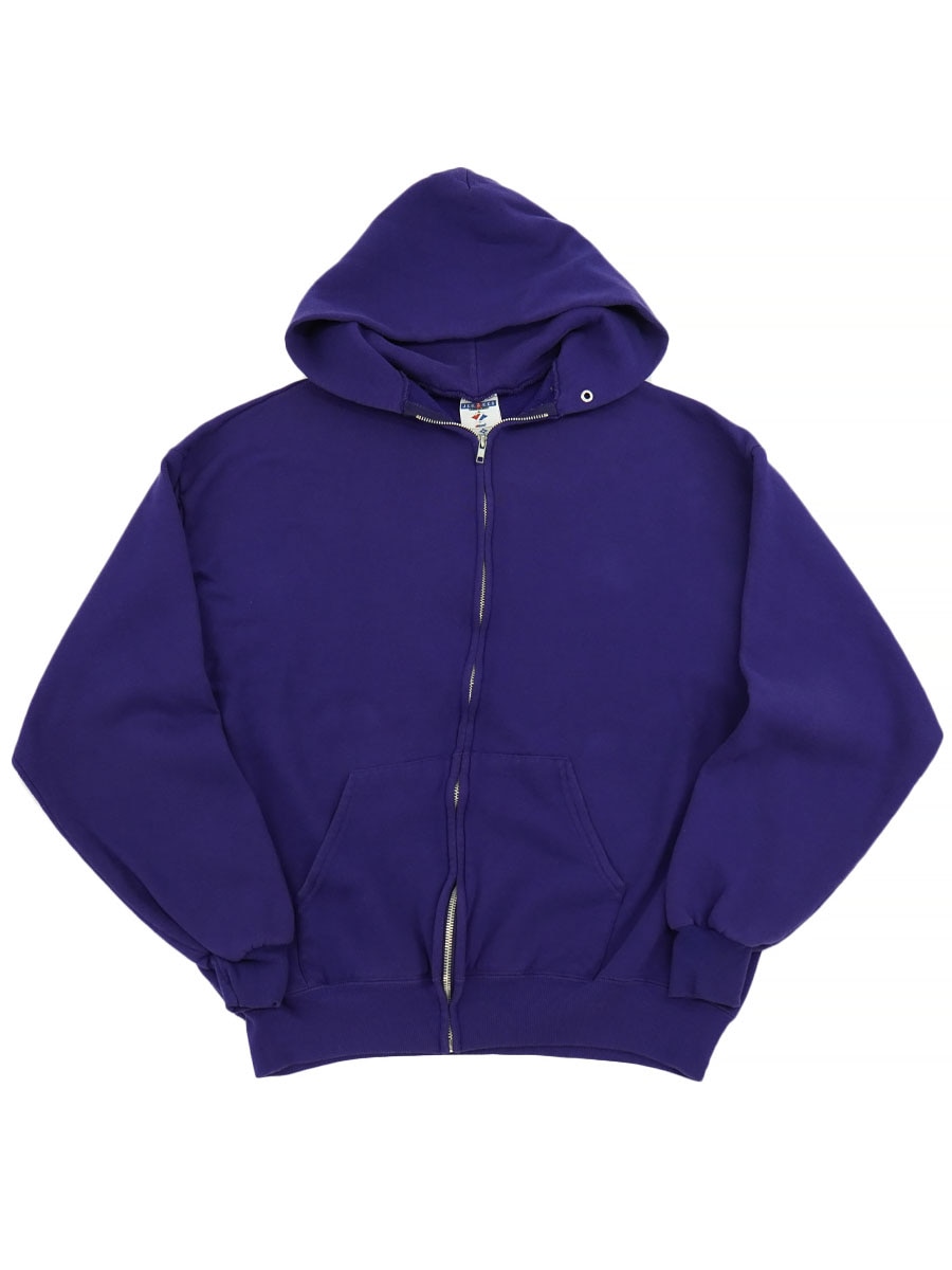90'S JERZEES FULL ZIP HOODED SWEAT SHIRT PURPLE (SIZE.X LARGE) MADE IN USA