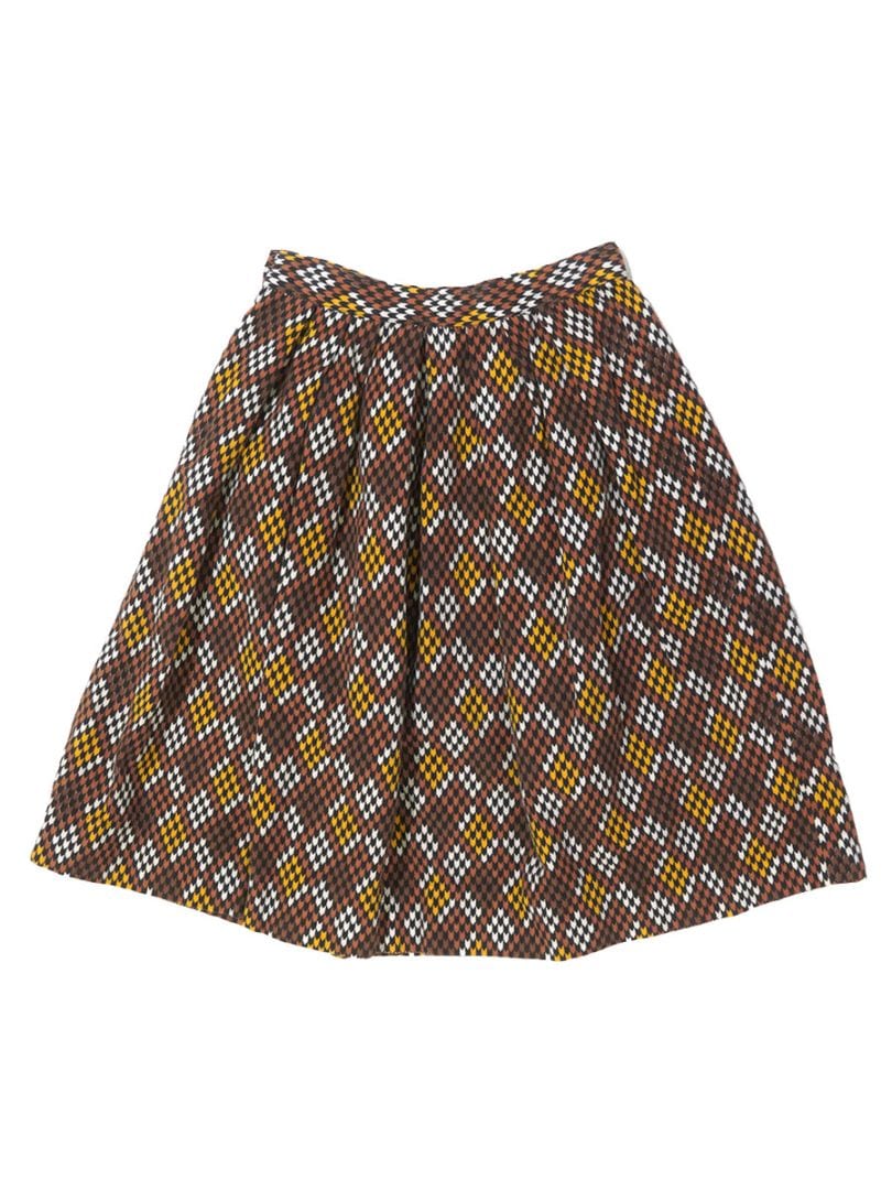 60'S～ GEOMETRIC PATTERN FLANNEL SKIRT (APPROX.LARGE)