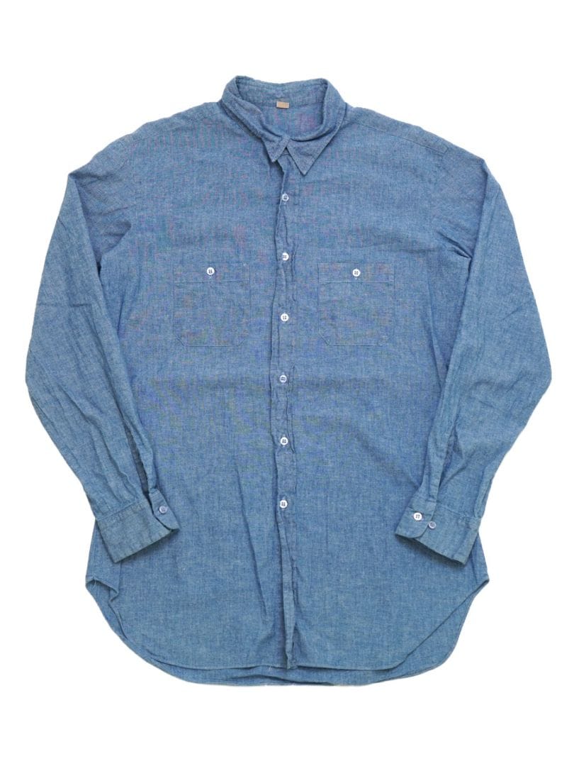 70'S LONG SLEEVE CHAMBRAY SHIRT (SIZE.MEDIUM)