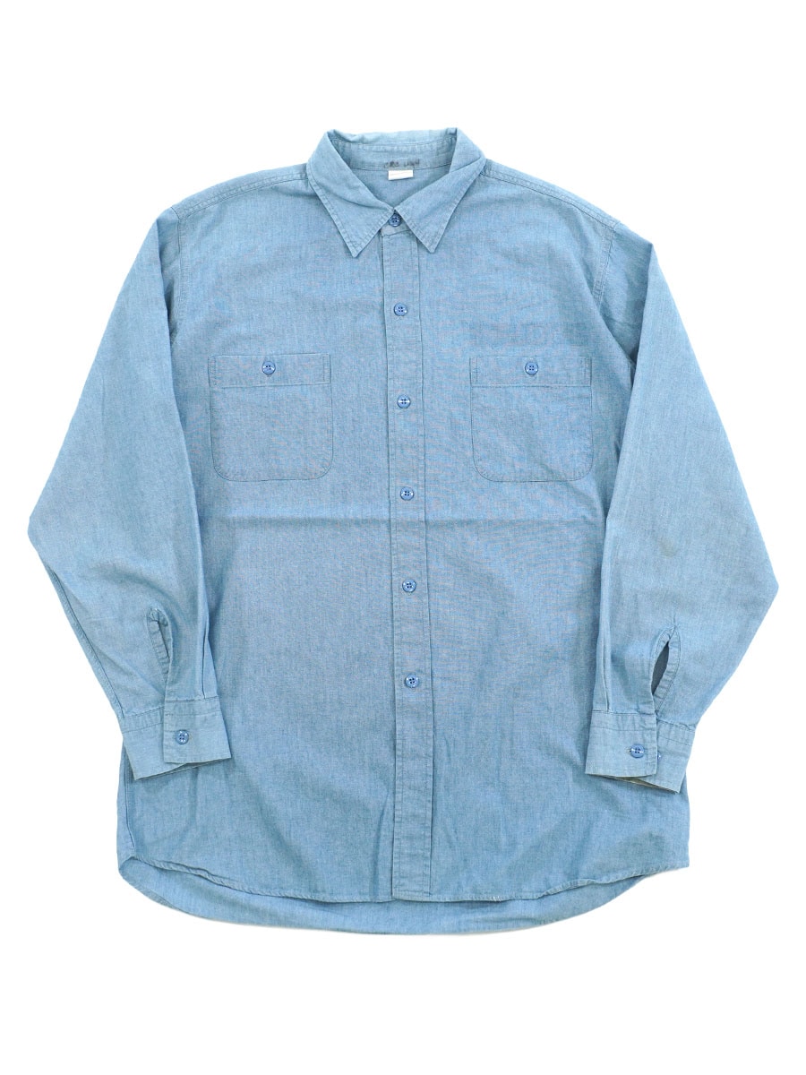 70'S LONG SLEEVE CHAMBRAY SHIRT (SIZE.16-16 1/2)