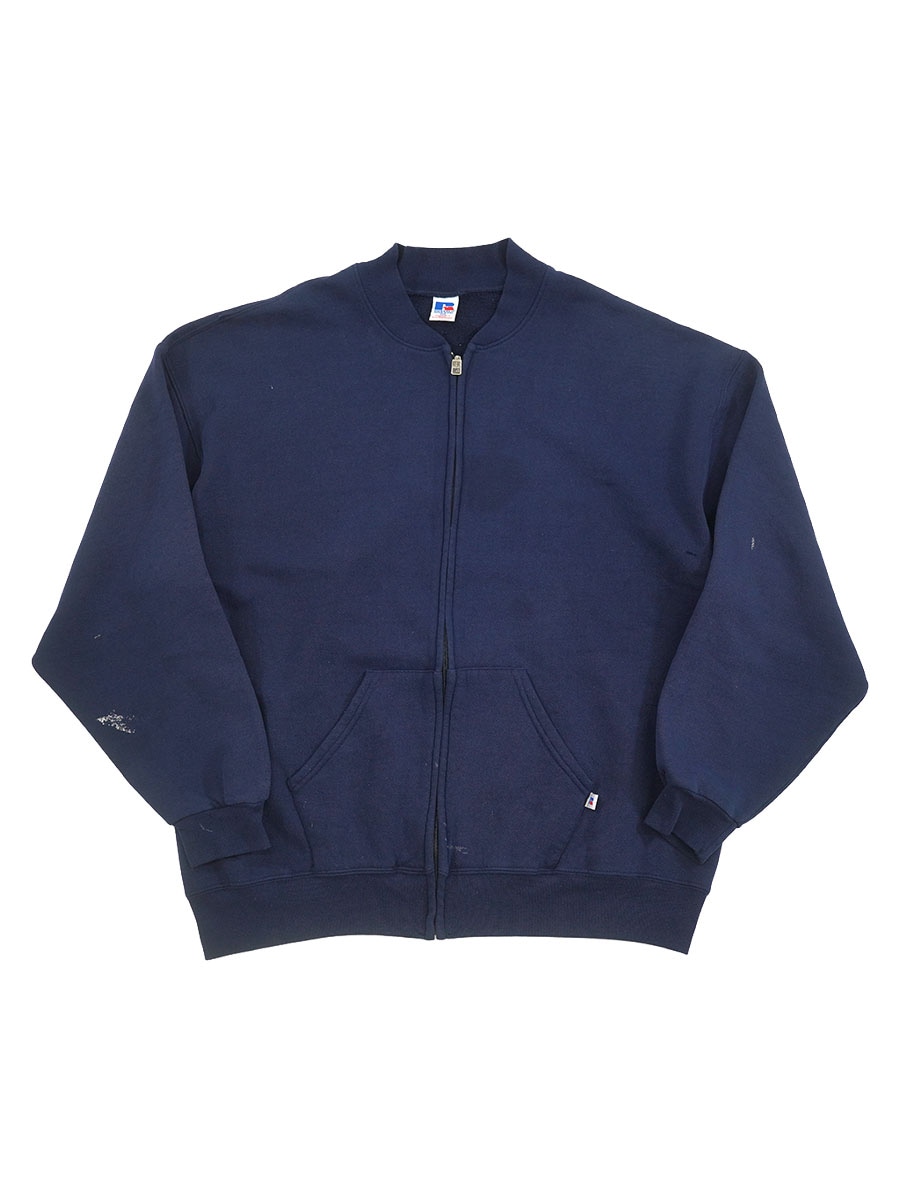 90'S RUSSELL ATHLETIC F/Z SWEAT SHIRT NAVY (SIZE.XX LARGE)