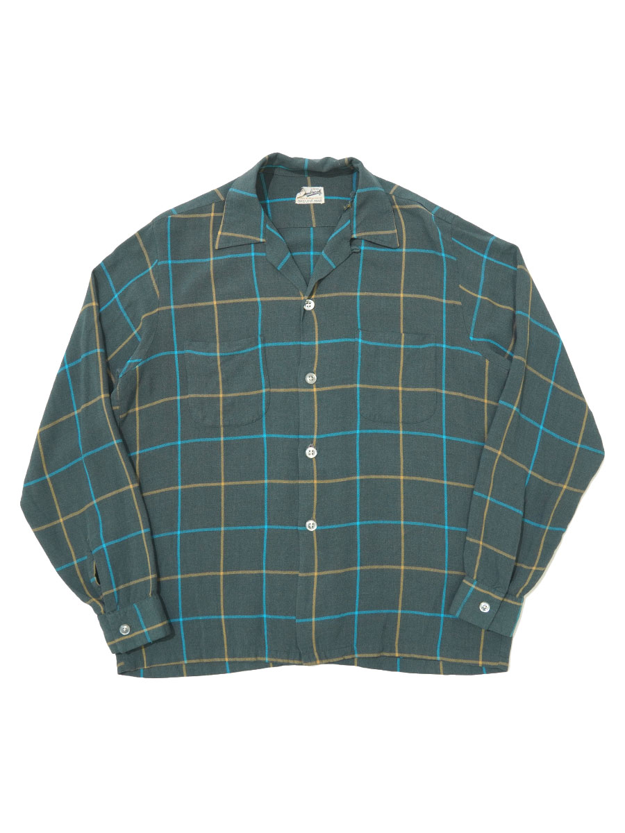 60's CRANBROOK 好配色チェック柄 L/S レーヨンシャツ 表記(M)