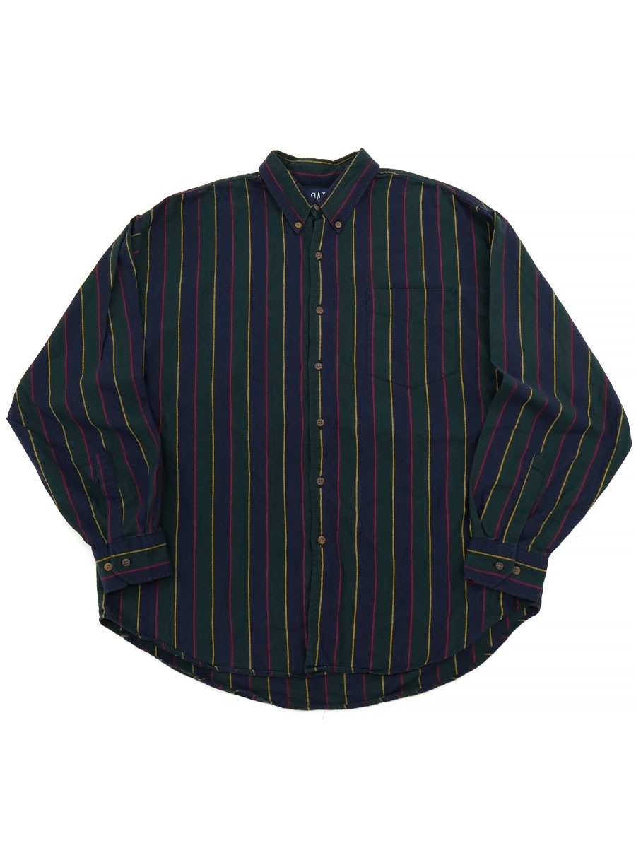 トップス old gap 100% rayon dot shirt 90'S OLD GAP RANDOM STRIPE 100% COTTON B.D. SHIRT (SIZE. X LARGE