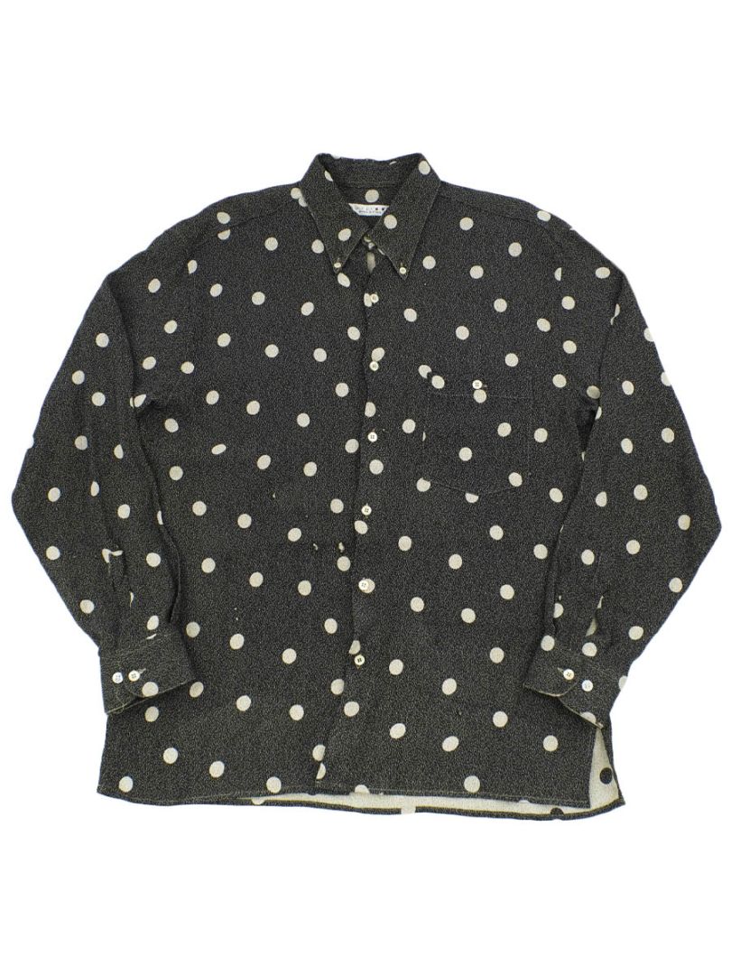 90'S EQUILIBRIO DOT PATTERN L/S B.D. SHIRT (SIZE.LARGE) MADE IN ITALY