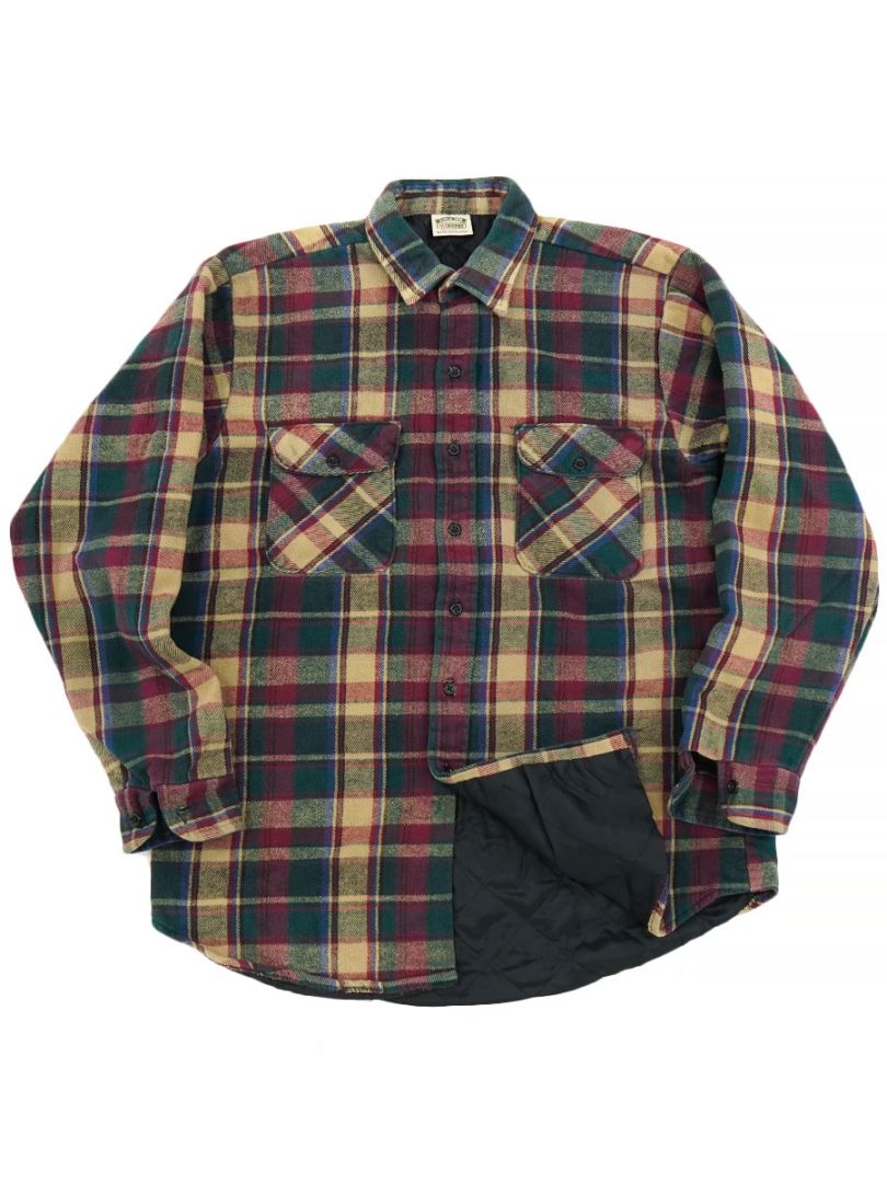 90'S FIVEBROTHER QUILTED LINER FLANNEL SHIRT (SIZE. TALLMAN LARGE